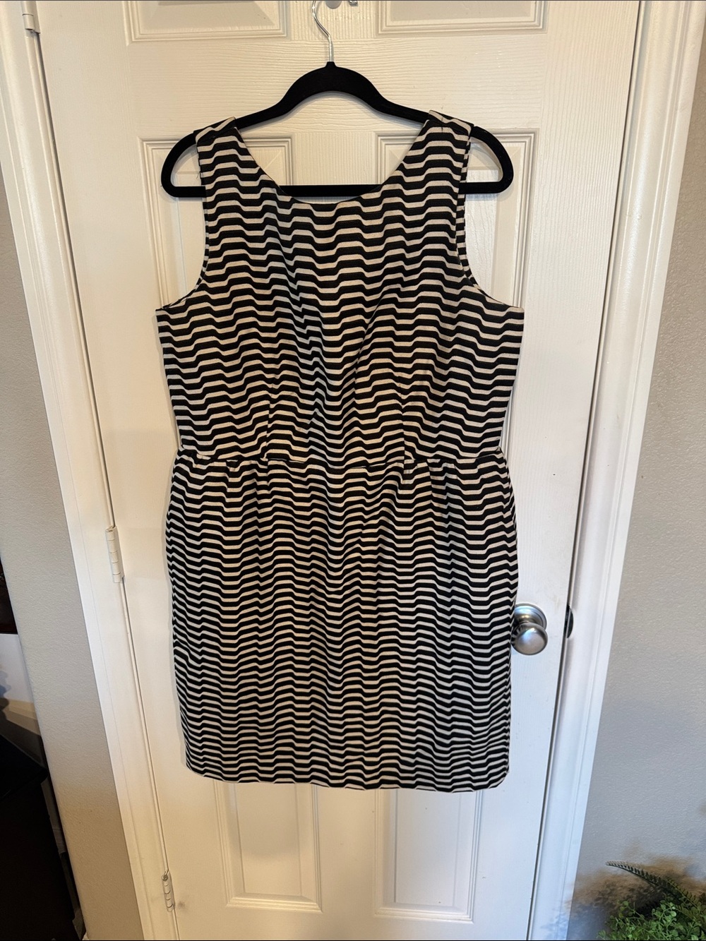 Sleeveless Black and  off White Striped Women's Dress